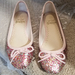 Mini Boden Pink Glitter Flats